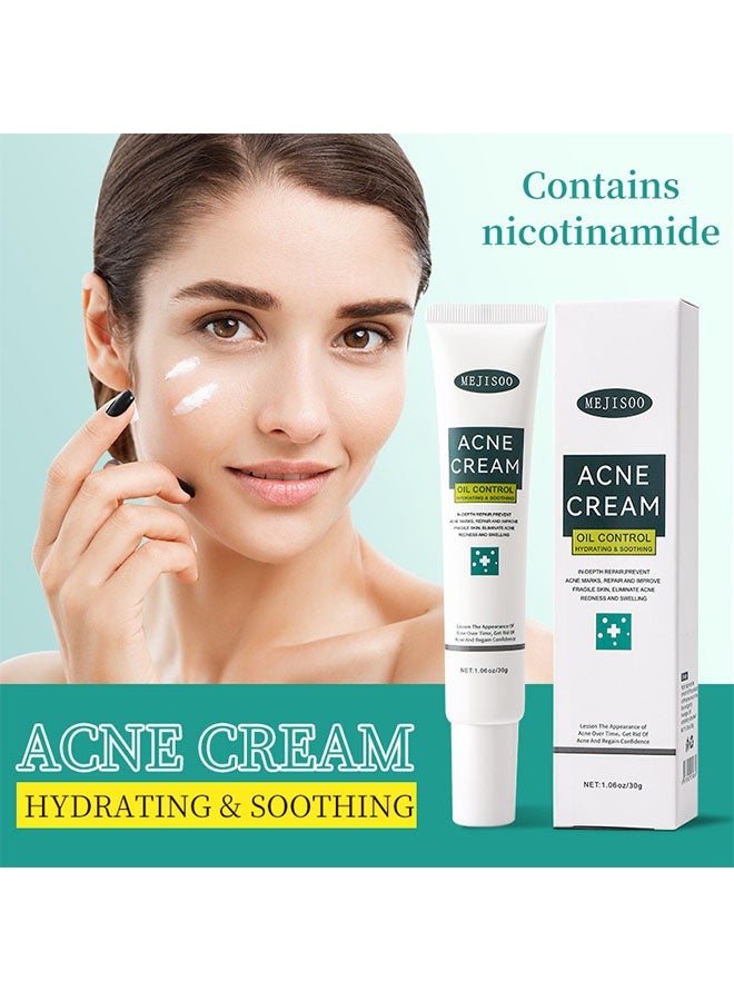 MEJISOO Acne Cream,Centella Moisturizer, Acne Cream for Face Natural Ingredients Professionally Remove Acne Marks,Centella Soothing Cream for Anti Acne Oil Control Pimple Lotion for Oily Acne Prone Skin - Image 2
